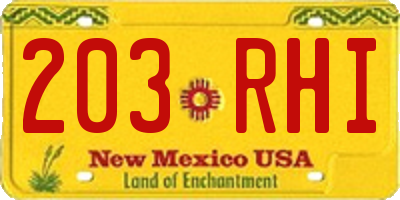 NM license plate 203RHI