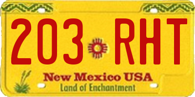 NM license plate 203RHT