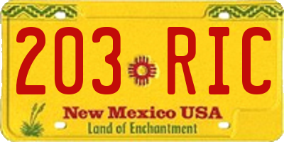 NM license plate 203RIC