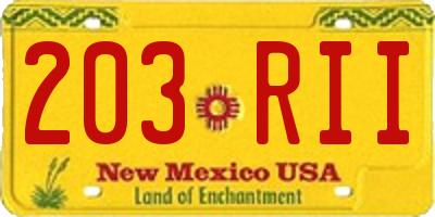 NM license plate 203RII