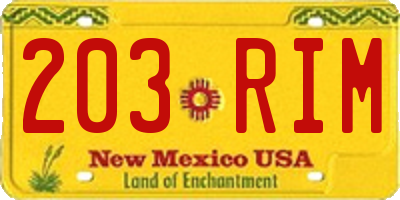 NM license plate 203RIM