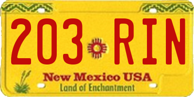 NM license plate 203RIN