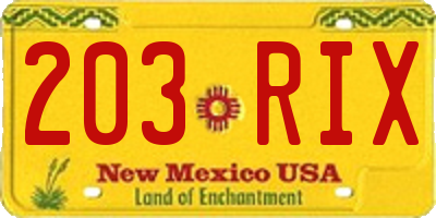 NM license plate 203RIX