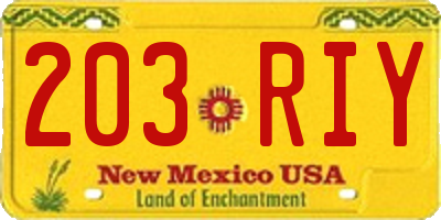NM license plate 203RIY