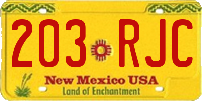 NM license plate 203RJC