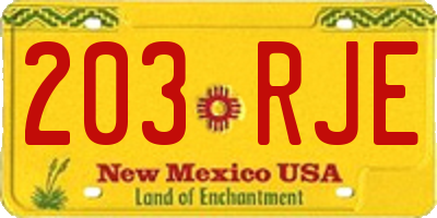 NM license plate 203RJE