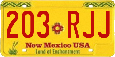 NM license plate 203RJJ