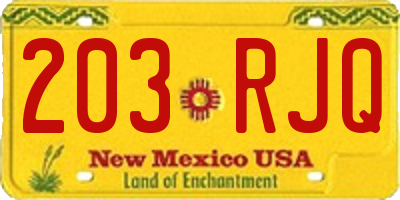 NM license plate 203RJQ