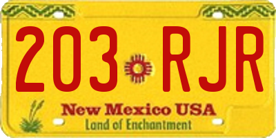 NM license plate 203RJR