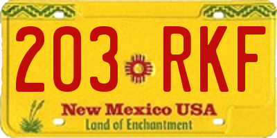 NM license plate 203RKF