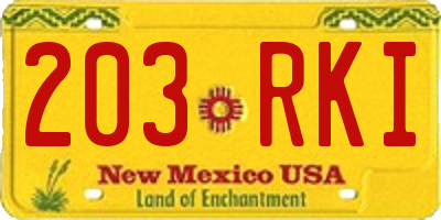 NM license plate 203RKI