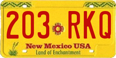 NM license plate 203RKQ