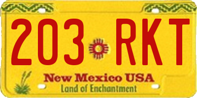 NM license plate 203RKT