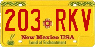 NM license plate 203RKV