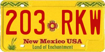 NM license plate 203RKW