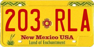 NM license plate 203RLA