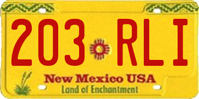 NM license plate 203RLI