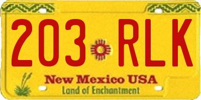 NM license plate 203RLK