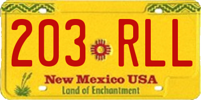 NM license plate 203RLL
