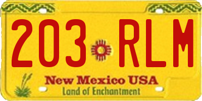 NM license plate 203RLM