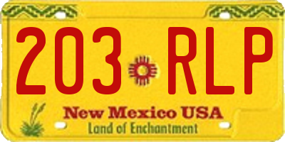 NM license plate 203RLP