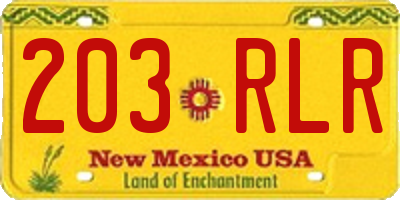 NM license plate 203RLR