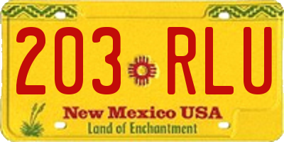 NM license plate 203RLU