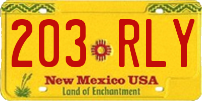 NM license plate 203RLY