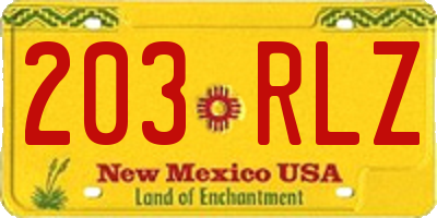 NM license plate 203RLZ