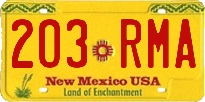NM license plate 203RMA
