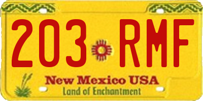 NM license plate 203RMF