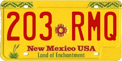 NM license plate 203RMQ