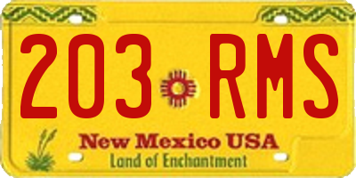 NM license plate 203RMS
