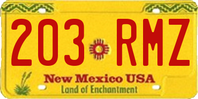 NM license plate 203RMZ