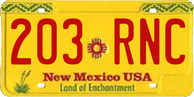 NM license plate 203RNC