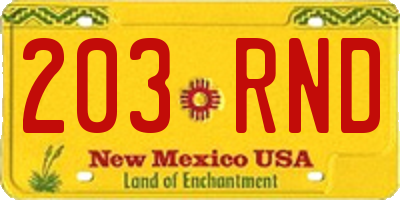 NM license plate 203RND