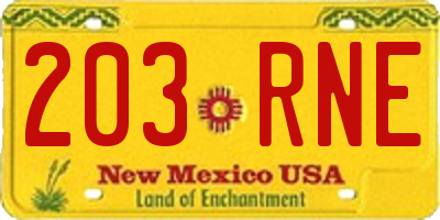 NM license plate 203RNE