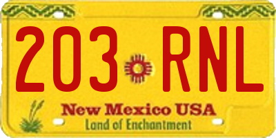 NM license plate 203RNL