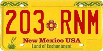 NM license plate 203RNM