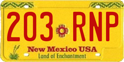 NM license plate 203RNP