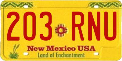 NM license plate 203RNU