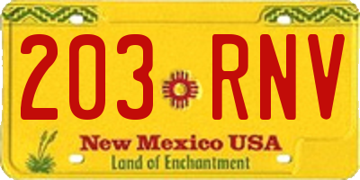 NM license plate 203RNV