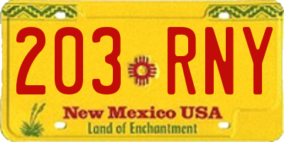 NM license plate 203RNY