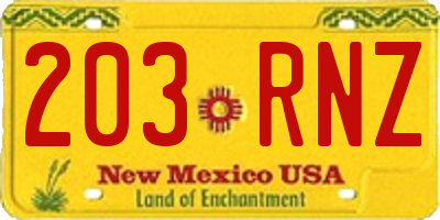 NM license plate 203RNZ