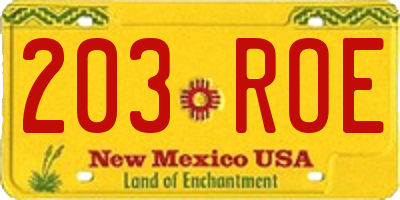 NM license plate 203ROE