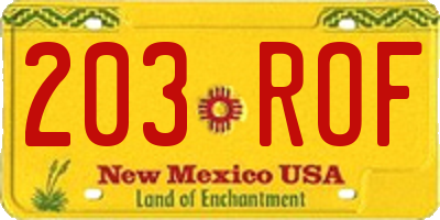 NM license plate 203ROF