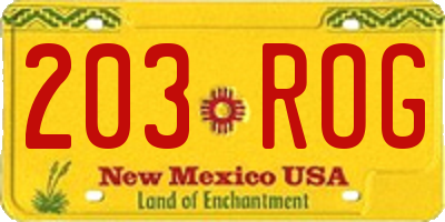 NM license plate 203ROG