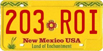 NM license plate 203ROI