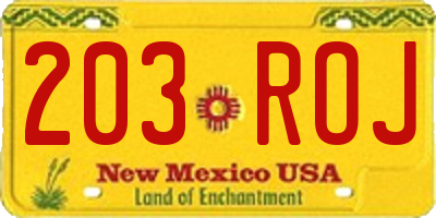NM license plate 203ROJ