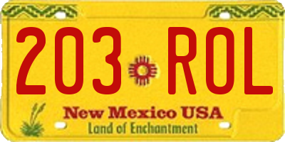 NM license plate 203ROL